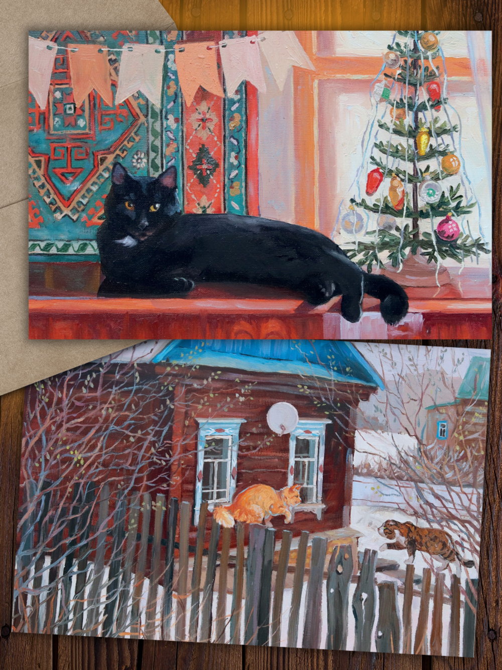 Кошки и окошки №3. 10 открыток