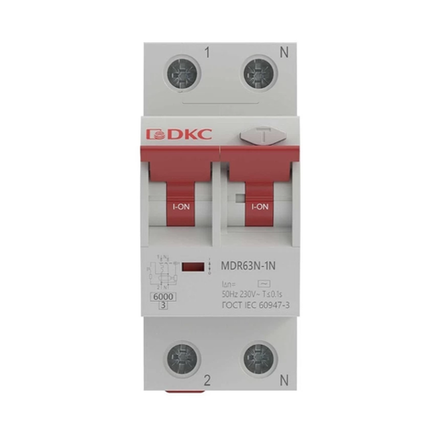 Автомат дифференциальный DKC Yon Max 10А 1P+N тип A 30 мА 6 кА (MDR63N-1N2C10-A)