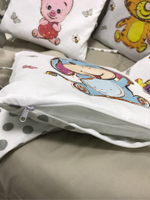 Комплект в кроватку 18 предметов "Винни Пух" серый, сатин