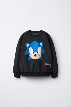 ZARA ТОЛСТОВКА SONIC © SEGA, АНТРАЦИТОВО-СЕРЫЙ