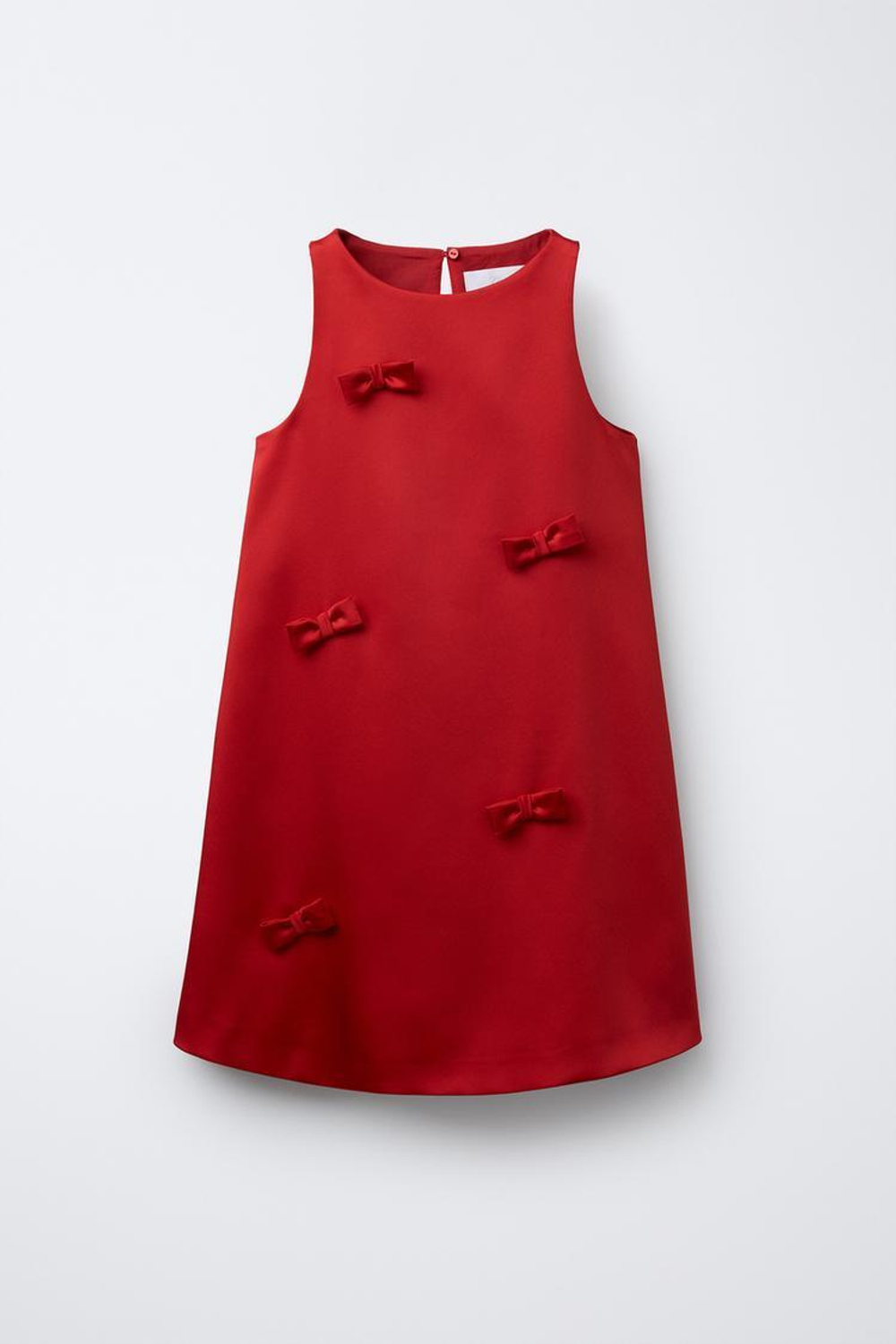 ZARA АТЛАСНОЕ ПЛАТЬЕ С БАНТАМИ, КРАСНЫЙ