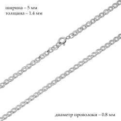 Цепь "Нонна граненая"из серебра /Толщина проволоки 0.7 мм.