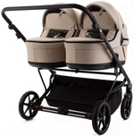 Детская коляска для двойни Adamex Leo Duo Deluxe 2 в 1 DUO-SA7 (СВ.БЕЖЕВАЯ КОЖА)