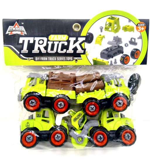 Набор машинок конструктор с отверткой 4в1 в пакете "Лесная техника"