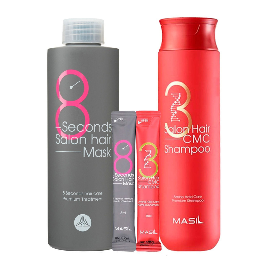 Набор для волос MASIL 38 Salon Hair Set (Big) (mask 200 мл+8 мл*2+ shampoo 300 мл+8мл*2).