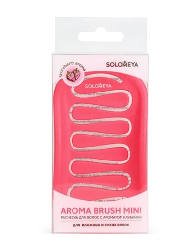 [Solomeya] Мини-расческа для сухих и влажных волос АРОМАТ КЛУБНИКИ Wet Detangler Brush Paddle Strawberry Mini, 1шт