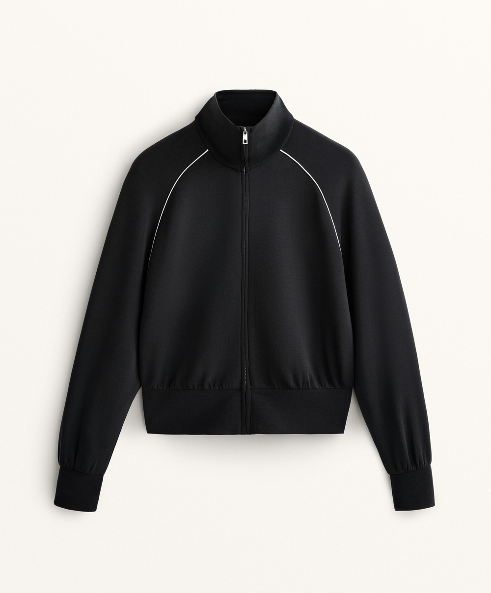 Oysho Толстовка с высоким воротником, черный