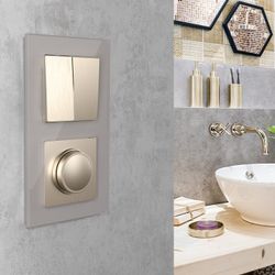 Выключатель двухклавишный без рамки Werkel шампань рифленый W1120010