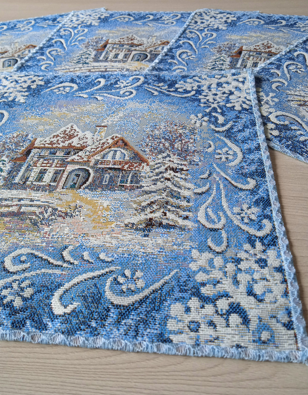 Набор декоративных гобеленовых салфеток Мороз 6шт 25х25 см