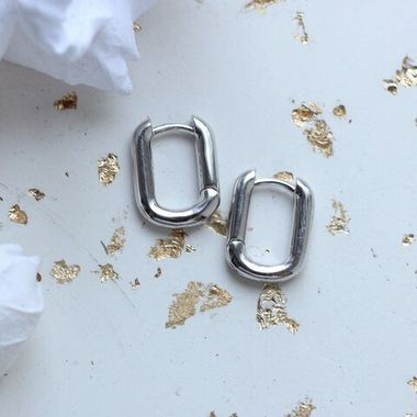 Швензы Конго 16*12 мм, прямоугольные, французский замок, родий, Ш264