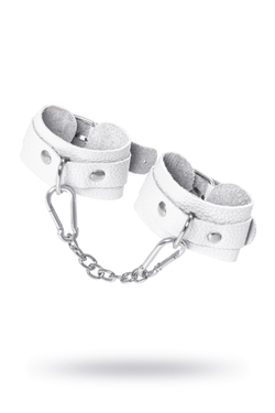 Наручники-браслеты Pecado BDSM, мини со скруглёнными углами, натуральная кожа, белые