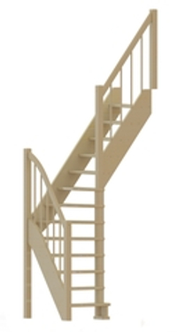 Лестница на второй этаж ЛС-91м+2 Правая под покраску