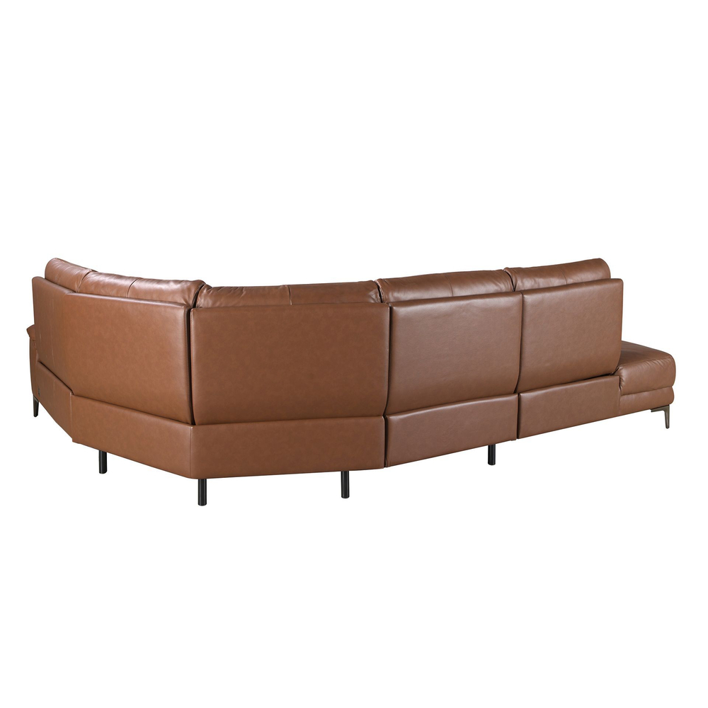 5-местный диван с левым шезлонгом 6216 из коричнево-табачной кожи