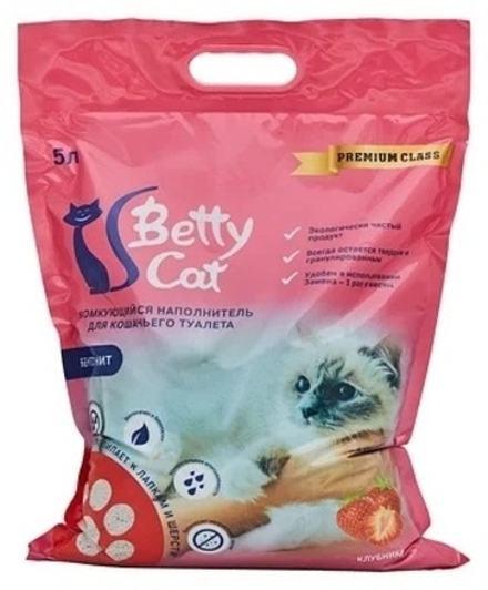 Наполнитель Betty Cat 5л Клубника Бентонитовый