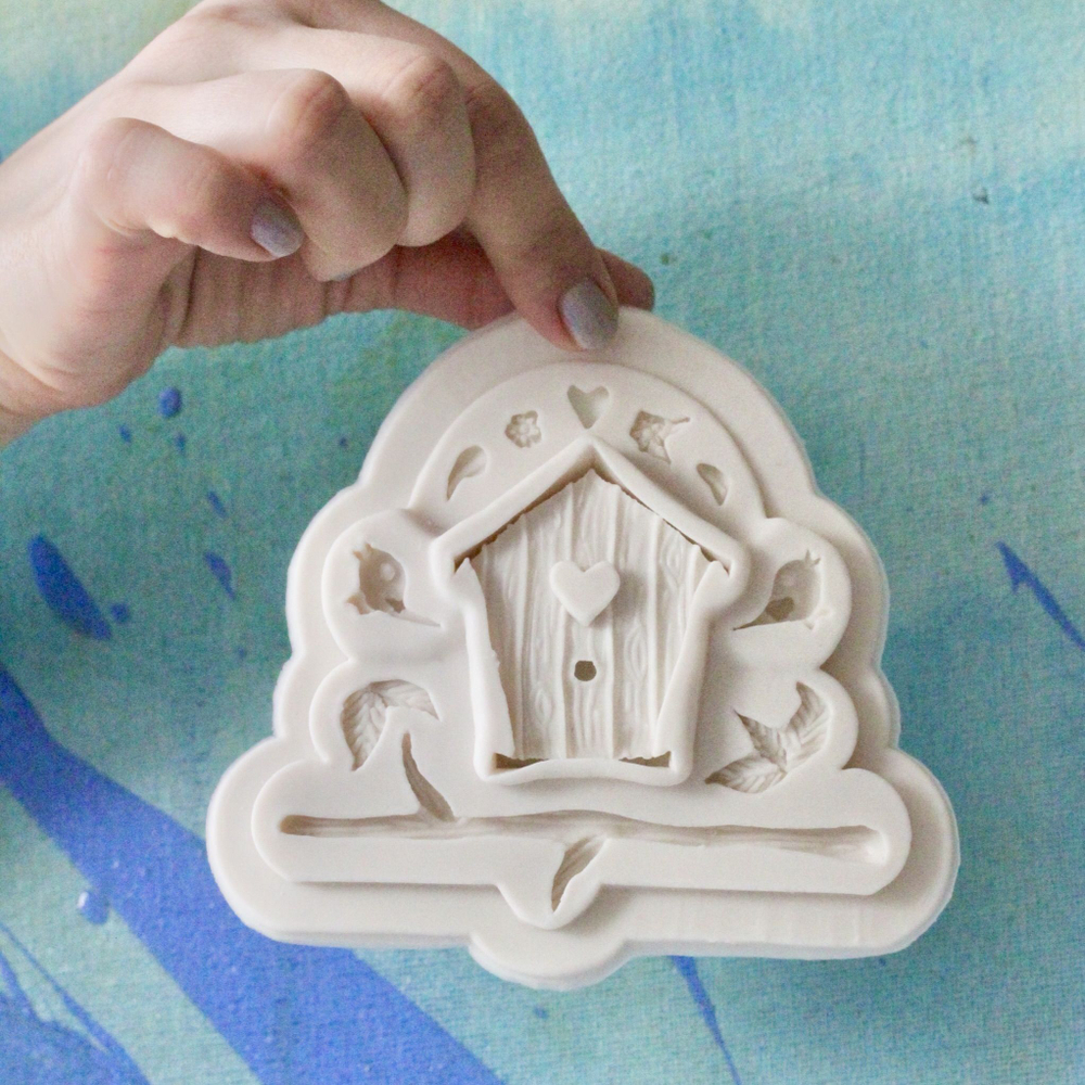 Молд силиконовый для лепки и творчества "Скворечник и птички" 10,7 см / Форма птицы для шоколада, мастики, воска и мыла