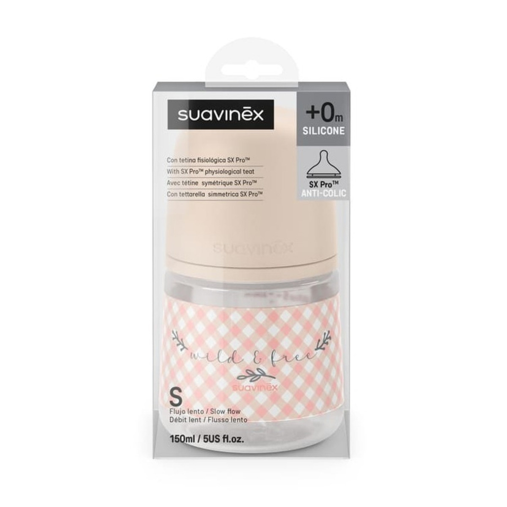Бутылочка для кормления Suavinex Wild 150 мл розовая, 0 мес+