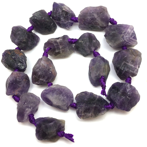 Аметист необработанный, бусины (нить)