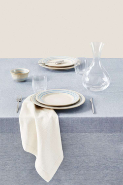 ZARA HOME СКАТЕРТЬ С ЗУБЧАТЫМИ КРАЯМИ, СИНИЙ