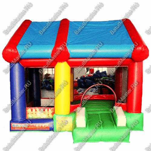 Батут "Домик в деревне с крышей" 3.5*3*2.7 м