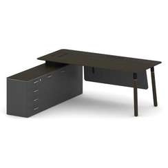 Fresco Стол руководителя FR.SR-20 (L) Дуб Темный/Базальт UM/Металл Черный/Нерж. Сталь 2000*1798*750