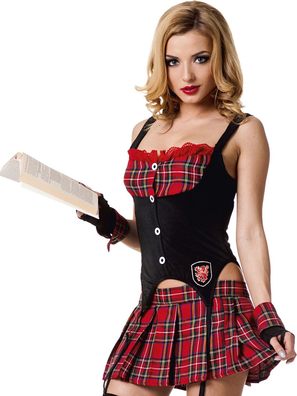 Корсаж с подвязками для чулок и нижняя юбка Прелестная студентка (L/XL)