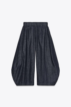 ZARA ДЖИНСОВЫЕ БРЮКИ С ОБЪЕМОМ — ZW COLLECTION, СИНИЙ