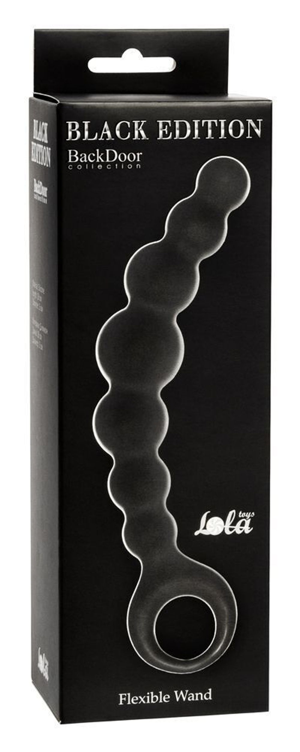 Чёрная упругая анальная цепочка Flexible Wand - 18 см