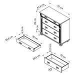 Комод Сюзанна 91х42х85 см, из массива сосны с 4-мя ящиками