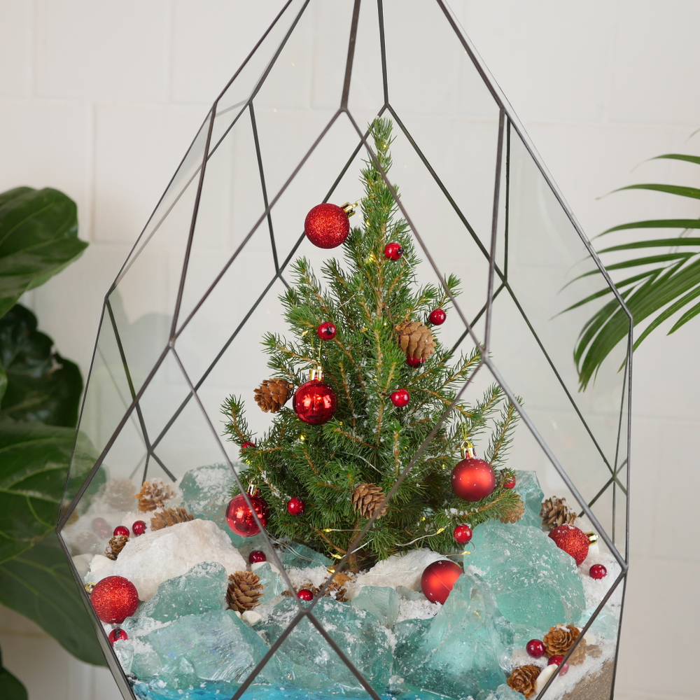 Готовый рождественский флорариум Ель Фаберже с озером