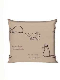 Наволочка 1шт перкаль Сказка "Котики (беж)" 70x70 см на молнии