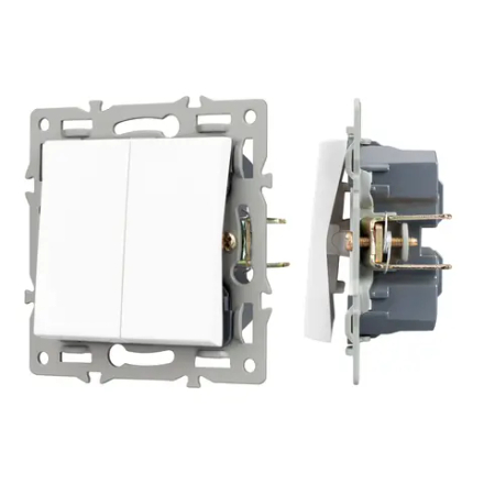 Механизм выключателя двухклавишный непроходной SWT-MK02-PL-WH (250V, 16A) (Arlight, -) 043724