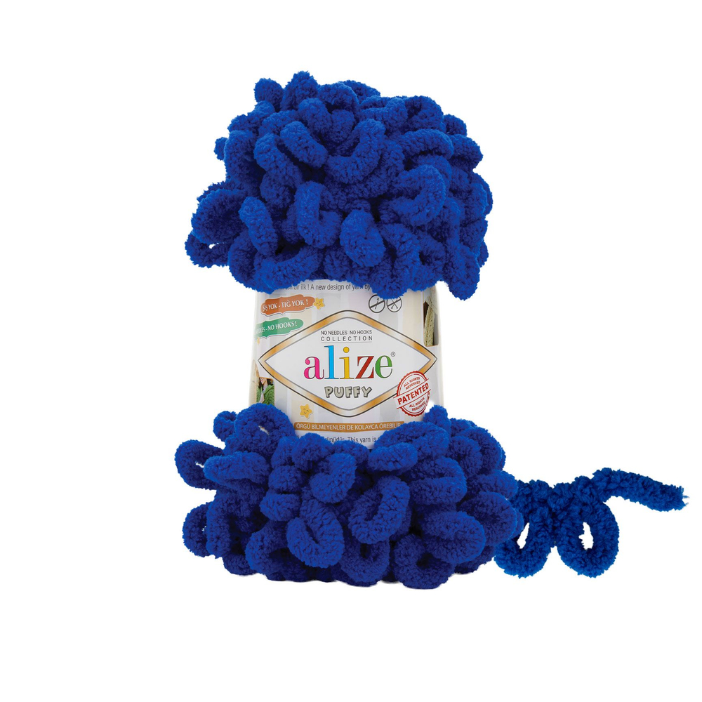 Пуффи (Puffy) пряжа Alize 100%микрополиэстер 5х100г/9,2 м 984 электрик