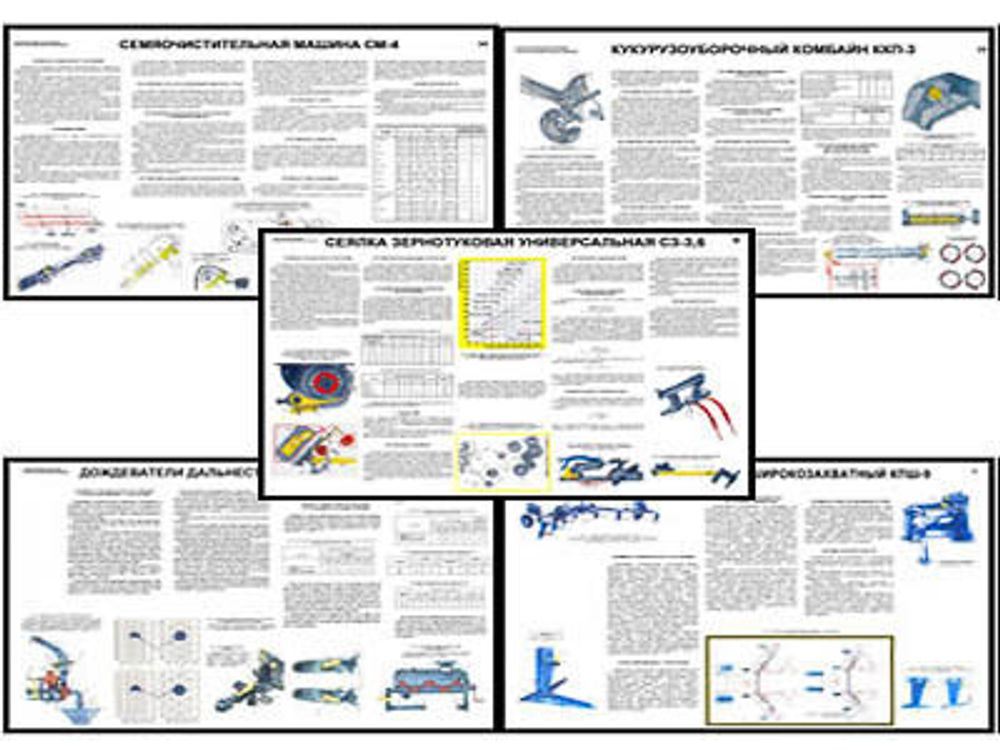 Плакаты ПРОФТЕХ &quot;Технологическая наладка сельскохозяйственных машин&quot; (30 пл, винил, 70х100)