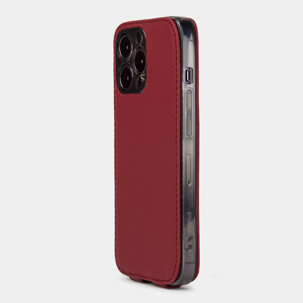 Чехол для iPhone 15 Pro Max из кожи теленка, вишневого цвета