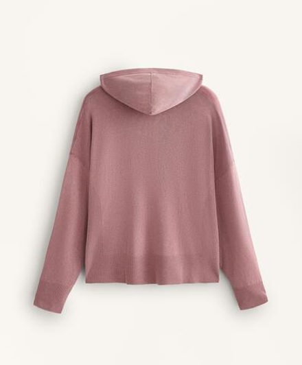 Oysho Длинная вязаная куртка с эффектом потертости, светло-розовый