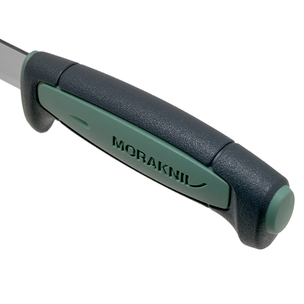 Нож Morakniv Basic 511 углеродистая сталь, пласт. ручка (серая) зел. вставка