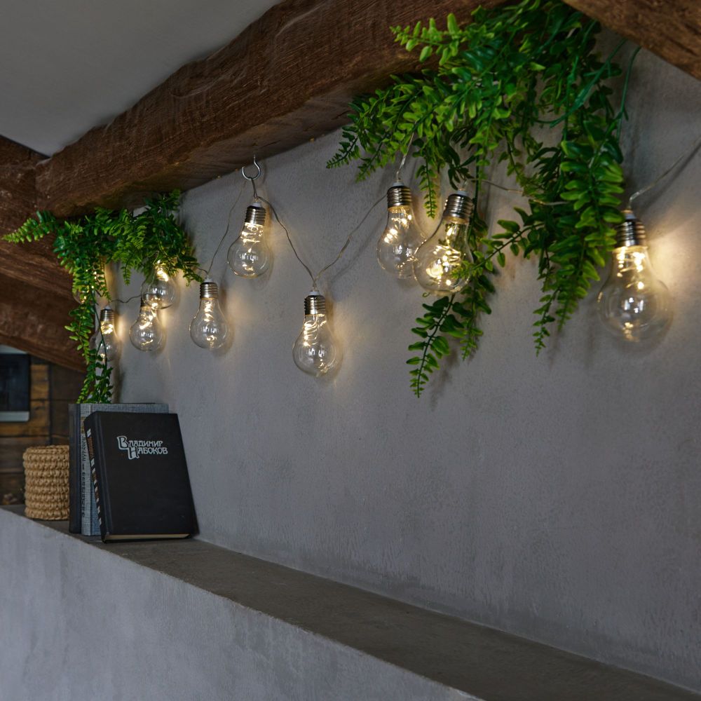 ULD-S1800-050-STB-3AA WARM WHITE IP20 RETRO BULBS-1 Гирлянда светодиодная Лампочки ретро-1. на батарейках 3AA не в-к. 1.8м. 50 светодиодов. Теплый белый свет. Провод прозрачный. TM Uniel