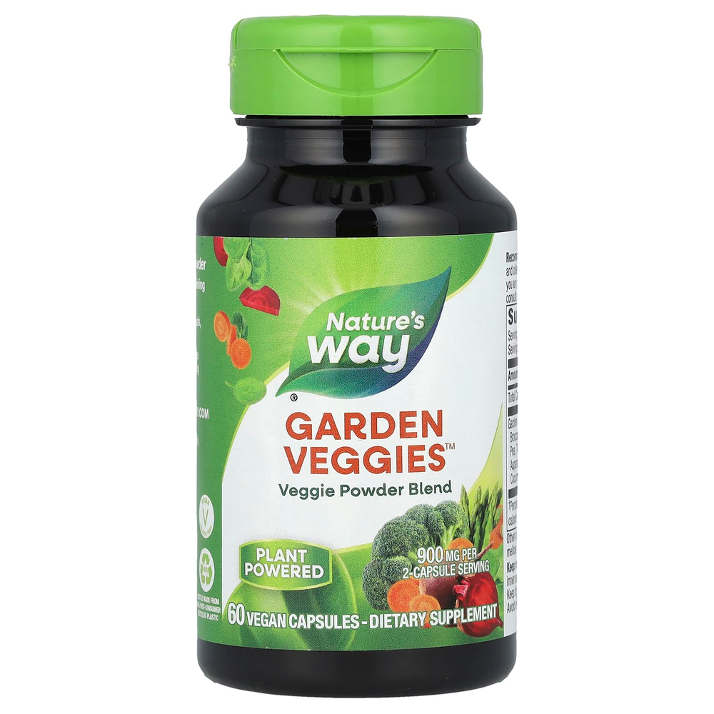 Nature's Way, Garden Veggies™, вегетарианская порошковая смесь, 60 веганских капсул