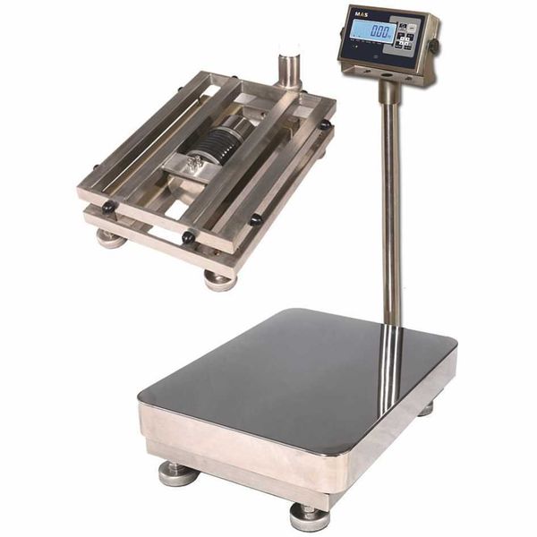 Весы товарные напольные MAS ProMAS PM1HWS-500 6080, RS232 (опция), 500кг, 100/200гр, 600*800, защита IP65, нержавеющая сталь AISI 304, с поверкой, съемная стойка