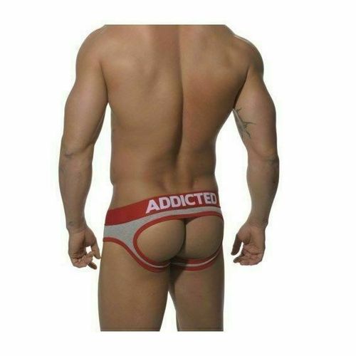 Мужские трусы джоки серые с красной резинкой Seobean Addicted