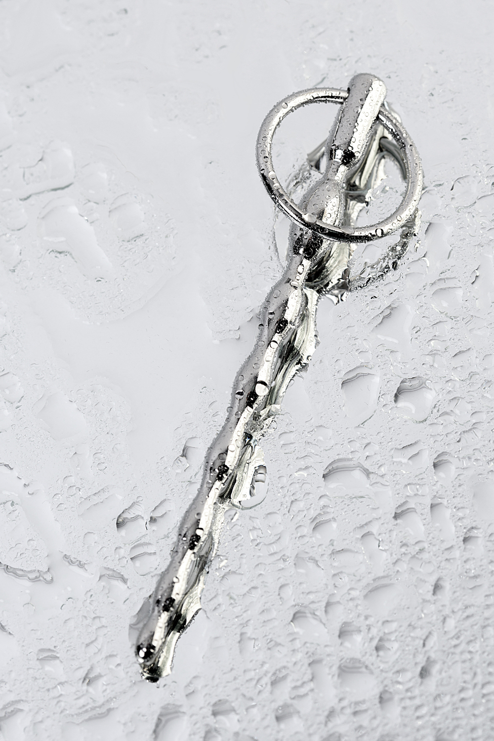 Уретральный плаг-косичка с кольцом в основании серебристый