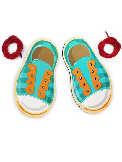 Шнуровка деревянная "Ботинки" Baby Toys Wood (европодвес)