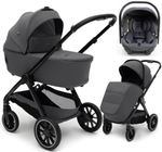 Коляска Agex Prima Pro 3 в 1 с автокреслом i-Team ATG080 Grey APA657 Midnight Grey (Темно-серый)
