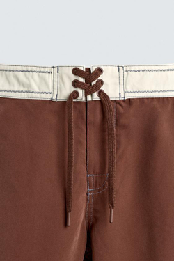 ZARA X PUKAS SURF ДЛИННЫЕ ПЛАВКИ С ПОЛОСАМИ, КОРИЧНЕВЫЙ