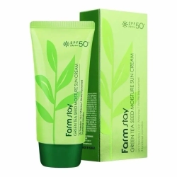 Farm Stay Green Tea Seed Moisture Sun Cream SPF50+ PA+++, 70g Солнцезащитный увлажняющий крем с семенами зеленого чая SPF 50/PA+++