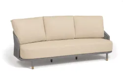 "Верона" диван 3-местный плетеный из роупа, каркас алюминий светло-серый (RAL7035) муар, роуп светло-серый круглый, ткань Mossle светло-бежевая