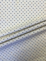 Хлопок белый в коричнево-синий горошек