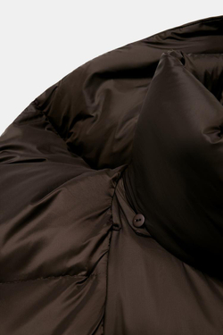 ZARA ВОДОНЕПРОНИЦАЕМЫЙ ВЕТРОЗАЩИТНЫЙ ПУХОВИК С КАПЮШОНОМ ИЗ ПЕРА И ПУХА, КОРИЧНЕВЫЙ