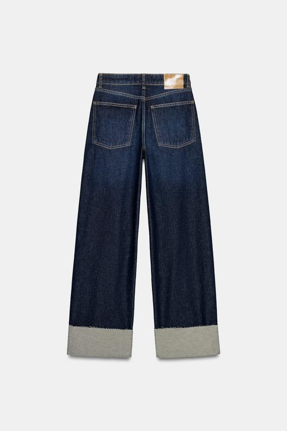 ZARA ДЖИНСЫ Z1975 BARREL СО СРЕДНЕЙ ПОСАДКОЙ И ОТВОРОТАМИ, СИНИЙ