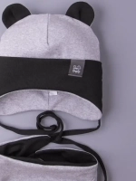 Шапка детская осенняя с ушками и снуд